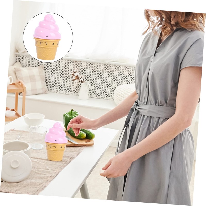iplusmile 1Pc Pink Ice Cream Mechanical Timer Wind Up Cooking