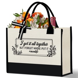 Weifuju Funny Mom Life Canvas Tote Bag Gift, Mom Gift for Birthday Mother's Day Christmas Utility Tote Bag Mother Mom to Be Travel Grocery Bag