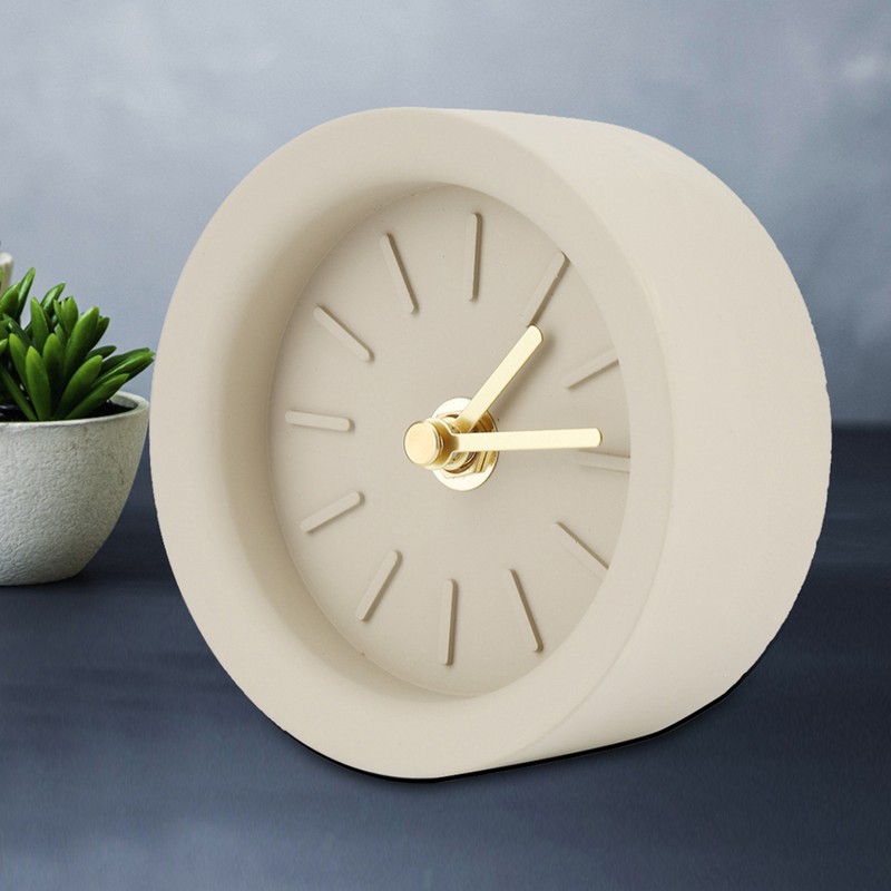 Cement Concrete Clock Silent Alarm Clock Quartz Table Clock (Battery