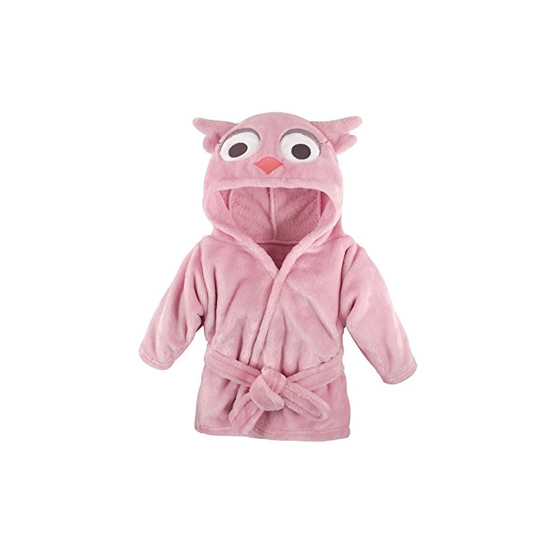 Hudson Baby Albornoz unisex de felpa para bebé, búho rosa,