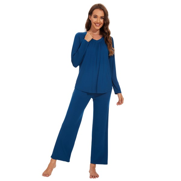 WiWi Womens Pajamas Set Sleepwear Loungewear Long Sleeve Pajama Sets