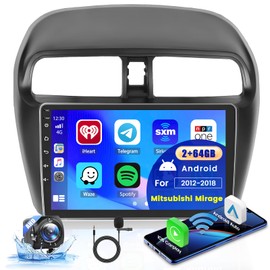 for Mitsubishi Mirage 2012-2018【2+64GB Dash kit】 Fuluku Android Car Stereo with Wireless Carplay Android Auto, 9" Touch Screen Radio Dash Kit GPS Navigation WiFi Bluetooth SWC Mic Backup Camera