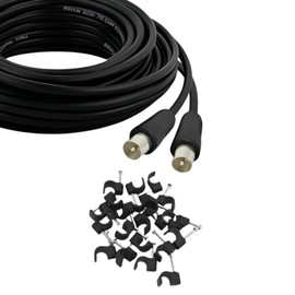 Reulin 2.5M Long TV Aerial Cable, Male to Male Antenna Coaxial Wire 2.5 M, Slim 3C2V RF Coax Lead (Black - Nickel Plated, 2.5 Metres)