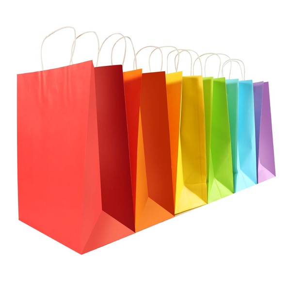 24 Pieces Large Paper Party Favor Gift Bags (13" x 10" x 4.5") with Handle Assorted Colors