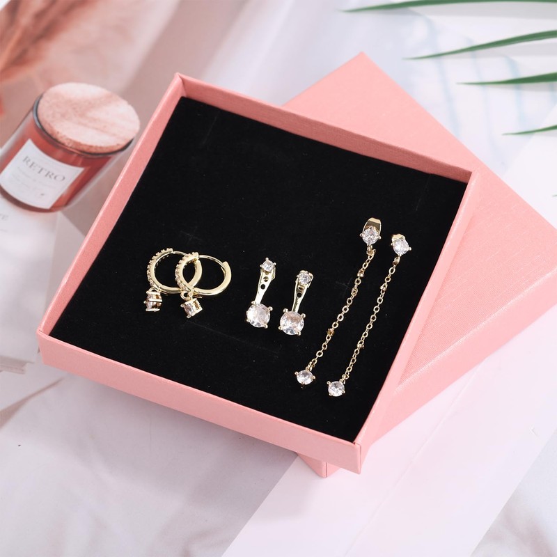 Mikovivi 3 Pairs Gold Stackable Earrings Set, Gold Dangle Earrings