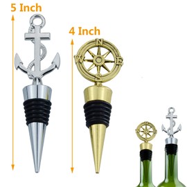 JETKONG 2 Pack Wine and Beverage Bottle Stoppers Stainless Steel Wine Stopper (Anchor and Rudder)
