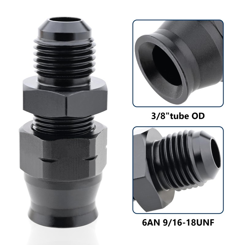 STPCTOU 6AN Male Flare to 3/8" Hardline Tube Fuel Fitting
