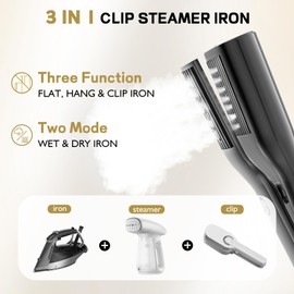 3 In 1 Travel Steamer Iron for Clothes, 900W Portable Clothing Garment Steamer, 0.9lbs Lightly, Travel Size, 10 Minutes of Continuous Steam, 120V Mini Handheld Clothes Steamer for Travel & Home