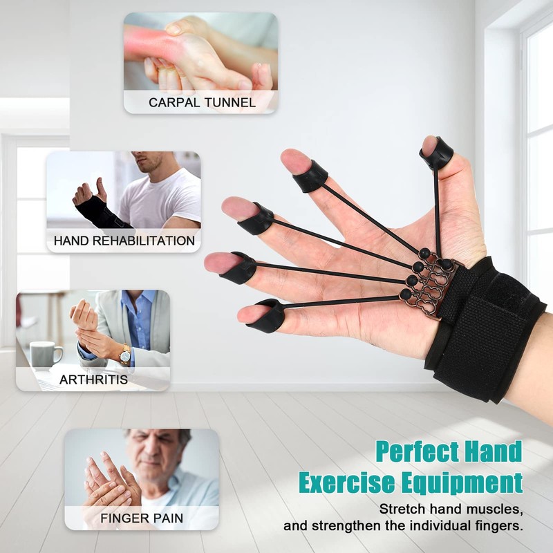 4 Pack Finger Exerciser with Bracelet, (20lb, 40lb, 60lb, 75lb)