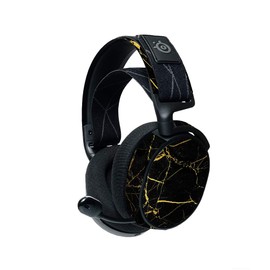 MightySkins Compatible with Steelseries Arctis 7 Gaming Headset (2019) - Black Gold Marble | Protective, Durable, and Unique Vinyl Decal| Easy to Apply, Remove, and Change Styles | Made in The USA