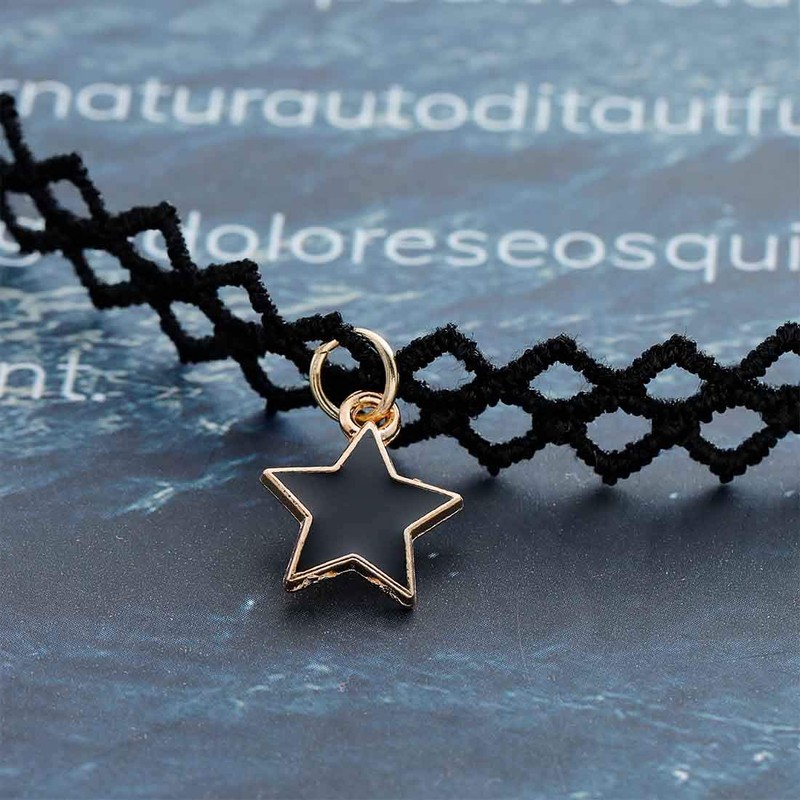 Olbye Elastic Choker Star Necklace Black Tattoo Choker Necklaces for