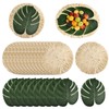 MehelloFeather 24Pcs Luau and Palm Placemats Raffia Grass Tropical Palm