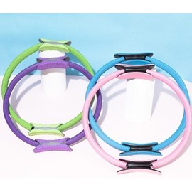Home Training Exercise Equipment Pilates Yoga Circle Ring Black 2ea