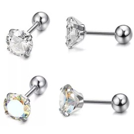 Unbranded 16G ROSE GOLD STEEL Prong Set CZ Tragus Earrings Conch Helix Stud Cartilage Ring - 4 mm, ROSE GOLD