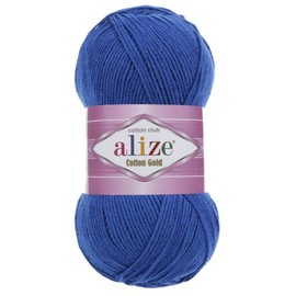 55% Cotton 45% Acrylic Alize Cotton Gold Yarn 1 Skein/Ball 100 gr 360 yds (141-Royal Blue)
