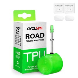 CYCLAMI 1 PC Metal valve 700C Bike Inner Tube TPU,38g Ultralight TPU Road Bicycle inner tube 28'' 700C X18-32C, FV:80mm