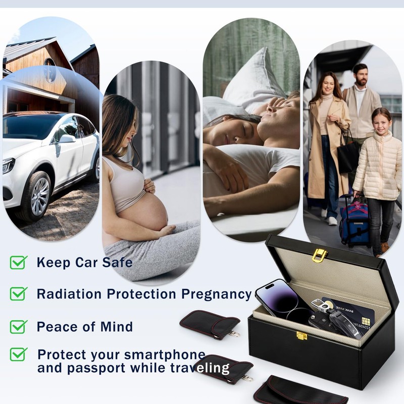 WEKUBA Faraday Box with 3 Pack Faraday Pouches, for Car