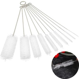 Dolaso 10 PCS Drinking Straw Cleaner Brush White, Bottle Cleaning Brushes, Nylon Tube Brush, Straw Cleaner Brush with Hook and Loop