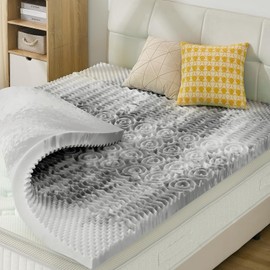 SINWEEK Mattress Topper Memory Foam Mattress Topper 1.5 Inch Queen Soft Mattress Pad for Pressure Relief, 5-Zone Design, CertiPUR-US Certified, Gray