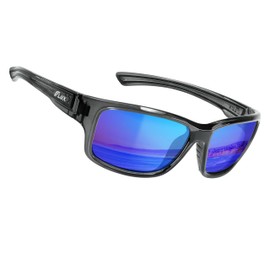 Flux Dynamic Polarized Sunglasses for Men and Women UV400 Protection,Anti-Slip,Lightweight (Xtal.Grey/Blue)