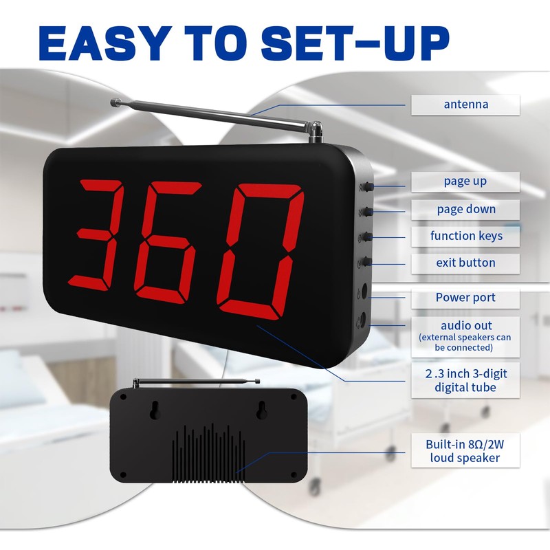 Nurse Call System Wireless Caregiver Pager Call Button 2000Ft Range