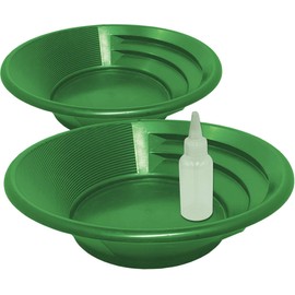 Sluice Fox 3-Piece Gold Panning Kit – Dual-Sided Patented Design with Snifter Bottle, Choose Between Black or Green and 9", 11", or 15" Gold Pans 11" Green (Medium)