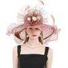 Z&X Women Organza Derby Hat Rose Flower Wedding Tea Party