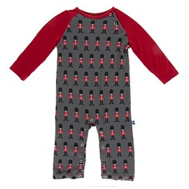 KicKee Pants Little Boys Print Long Sleeve Raglan Romper - Queen's Guard, 3-6 Months