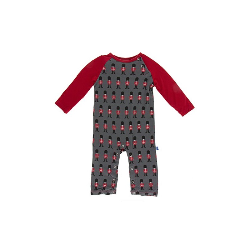KicKee Pants Little Boys Print Long Sleeve Raglan Romper -