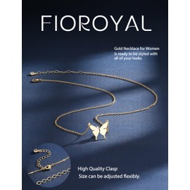 FIOROYAL Gold Women's Multilayer Necklace with 14K Gold Plated Choker Chain Cross Chain Gold Butterfly Bows Round Pendant Chain for Women Girls, Copper