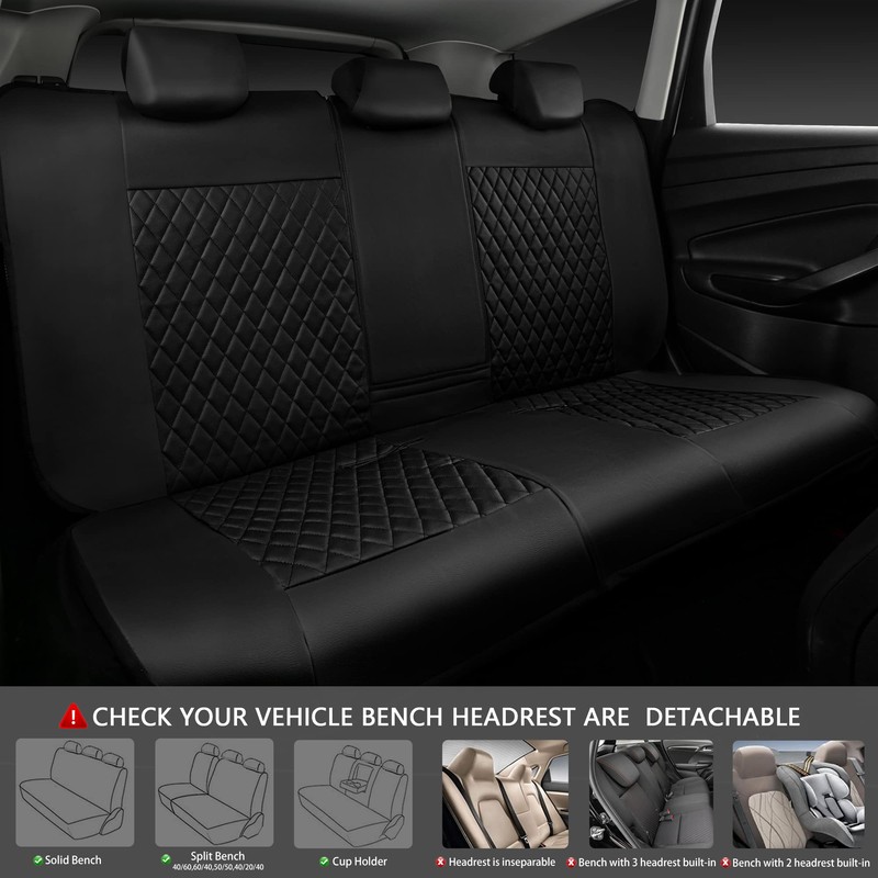 CAR PASS Mint Leather Seat Covers Full Set-Universal Quilting Cute