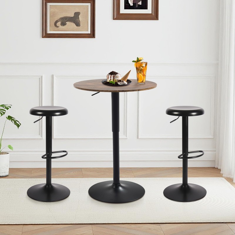 TUOMUR 24" Round Bar Table, Bistro Pub Table, Adjustable Height