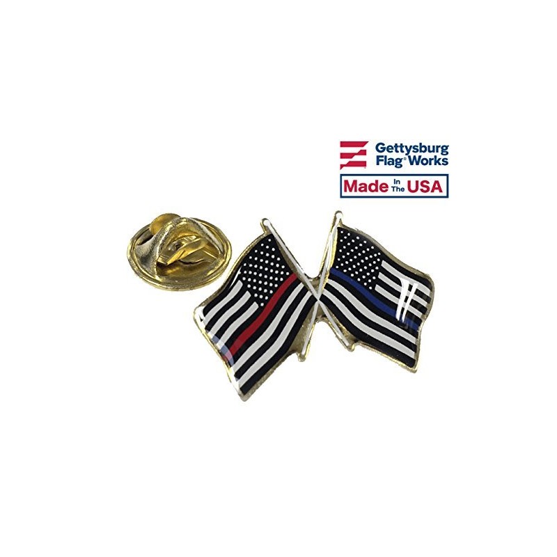Thin Blue Line and Thin Red Line First Responder Crossed