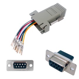 Jienk 5Pcs DB9 Female to RJ45 Modular Adapter, DB9 to RJ45 Female Jack Ethernet Adapter