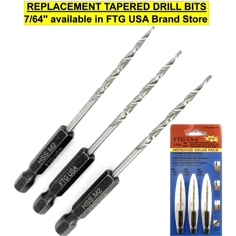 FTG USA Countersink Drill Bit for Wood with Tapered Drill