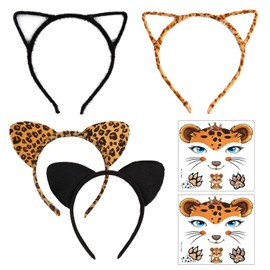TVSVKWE 4 Pieces Of Cat Ear Headband And 2 Pieces Of Face Patches, Creative And Fun Hair Accessories, Role-Playing Props, Party Costume Accessories.