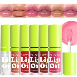 6 Colors Lip Oil Lip Glaze, Fat Lip Oil Hydrating Lip Glow Oil Big Brush Head Moisturizing Lip Gloss Long Lasting Nourishing Non-sticky Smooth Tinted Plumping Lip Oil (SET B)