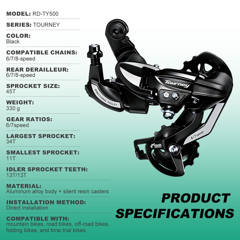 VERKSTAD Bicycle Rear Derailleur Tourney RD-TY500 6/7 Speed Direct Mount