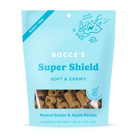 Bocce's Bakery Dailies Super Shield Dog Treats for Immune Support, Wheat-Free Dog Treats, Made with Real Ingredients, Baked in The USA, Natural Soft & Chewy, Peanut Butter & Apple, 6 oz