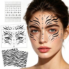 Zebra Face Tattoo, Temporary Tattoo, Zebra Costume for Halloween, Carnival