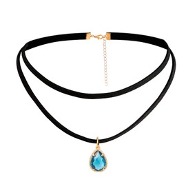 MILAKOO Boho Layered Velvet Choker Tiny Teardrop Pendant Ribbon Necklace Adjustable Size Retro Goth