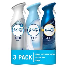 Febreze Odor-Fighting Air Freshener, Room Fresheners, Air Effects, Air Freshener Spray, Air Freshener Mist, 8.8 Ounce - 3 Variety Count (Pack of 1) (Crisp Clean, Linen & Sky, Ocean)