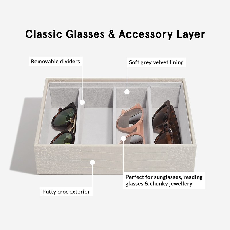 Stackers Putty Croc Textured Classic Medium Jewellery Box Sunglasses Layer