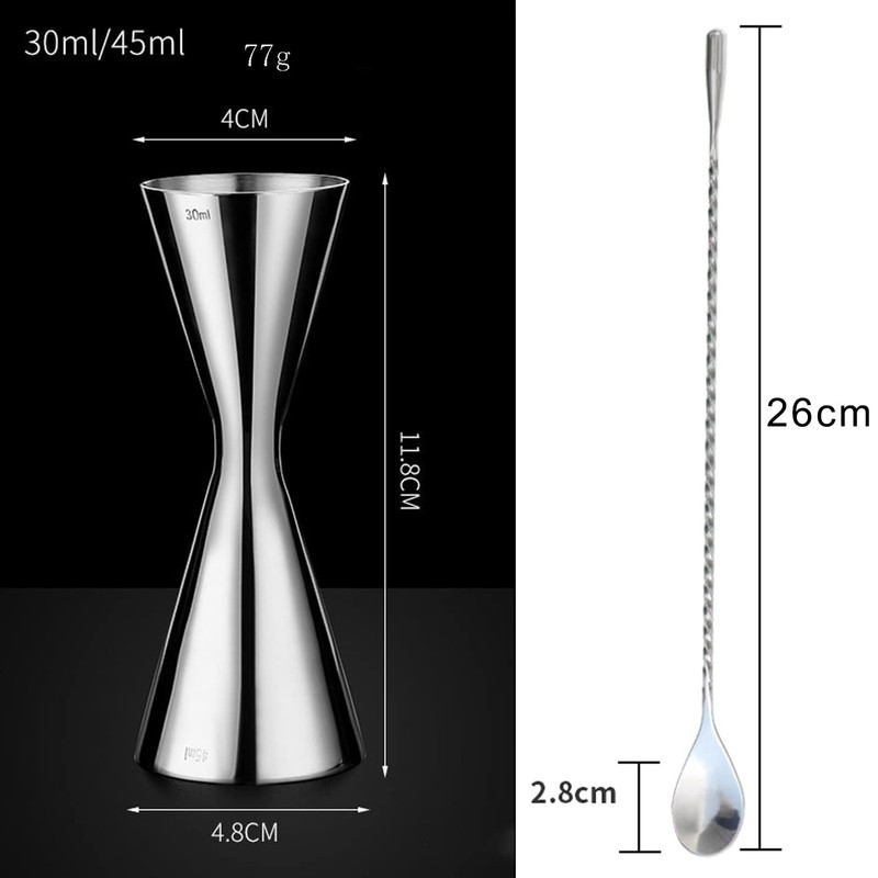 WOMLEX Measuring Cup 30/45ml Graduated Bar Spoon 26cm Double Head