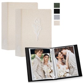 Lanpn Photo Album 9 x 13 50 2 Packs Small Mini Linen Slip-in Album for Portrait Photos Pictures Beige
