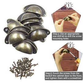 beihuazi® Shell Handle Furniture Handles Antique Vintage Cabinet Handles with Screws 82 x 35 mm for Cabinet Drawers Cupboard Pharmacist Cabinet (Pack of 12)