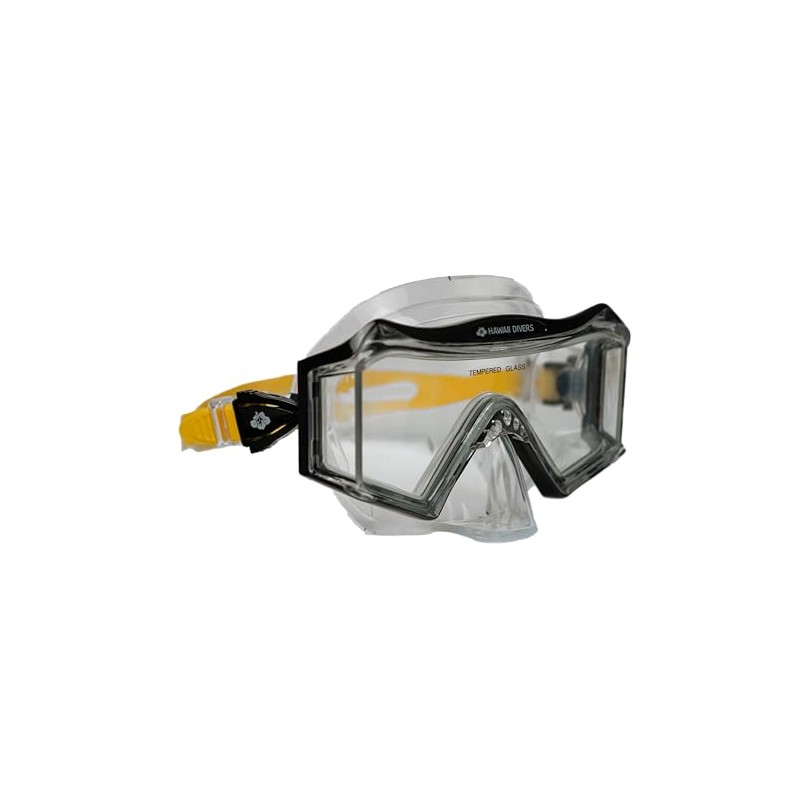Hawaii Divers Tri View Adult Snorkel Dive Mask, Black/Yellow, One