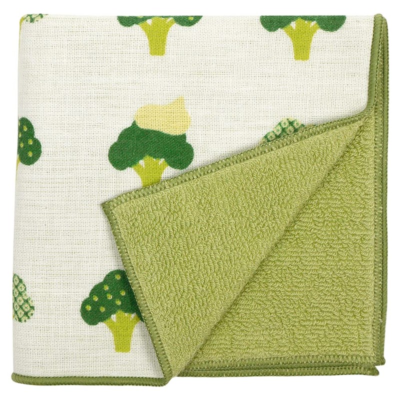 Hamamonyo Washed Towel Handkerchief, Morimori Broccoli, Green