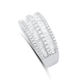 SILVERCLOSEOUT Sterling Silver Simulated Diamond Baguette Cut Statement Ring - Size 4