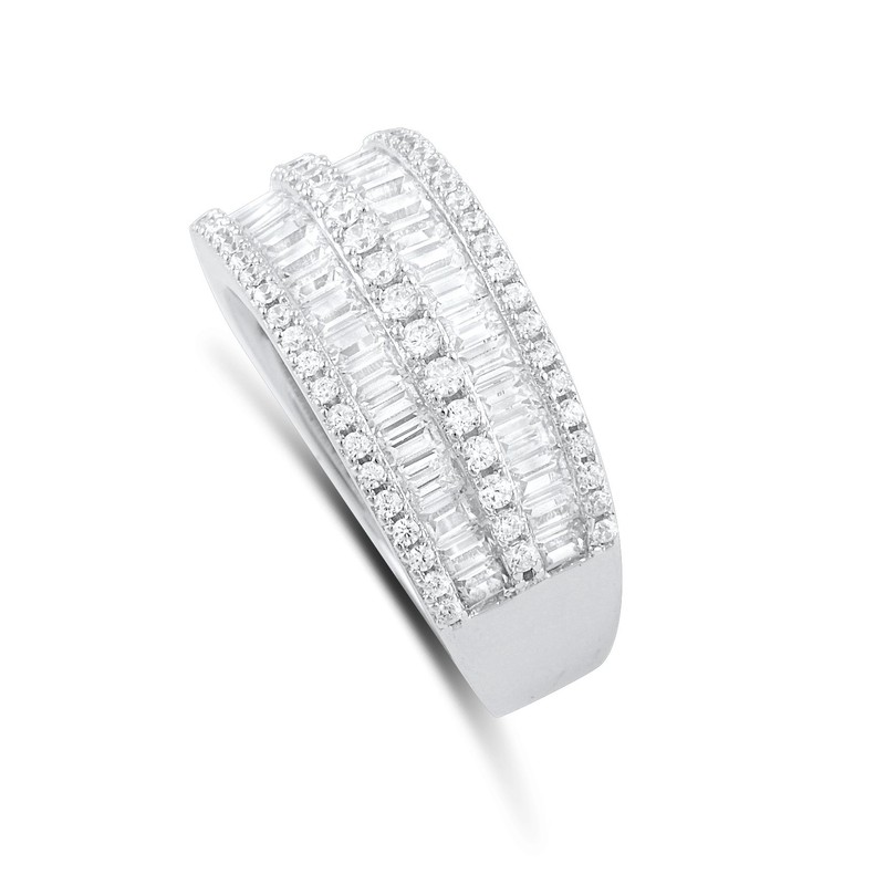 SILVERCLOSEOUT Sterling Silver Simulated Diamond Baguette Cut Statement Ring -